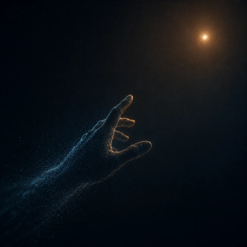 Artwork for Hands — a single warm light in a cold dark field.