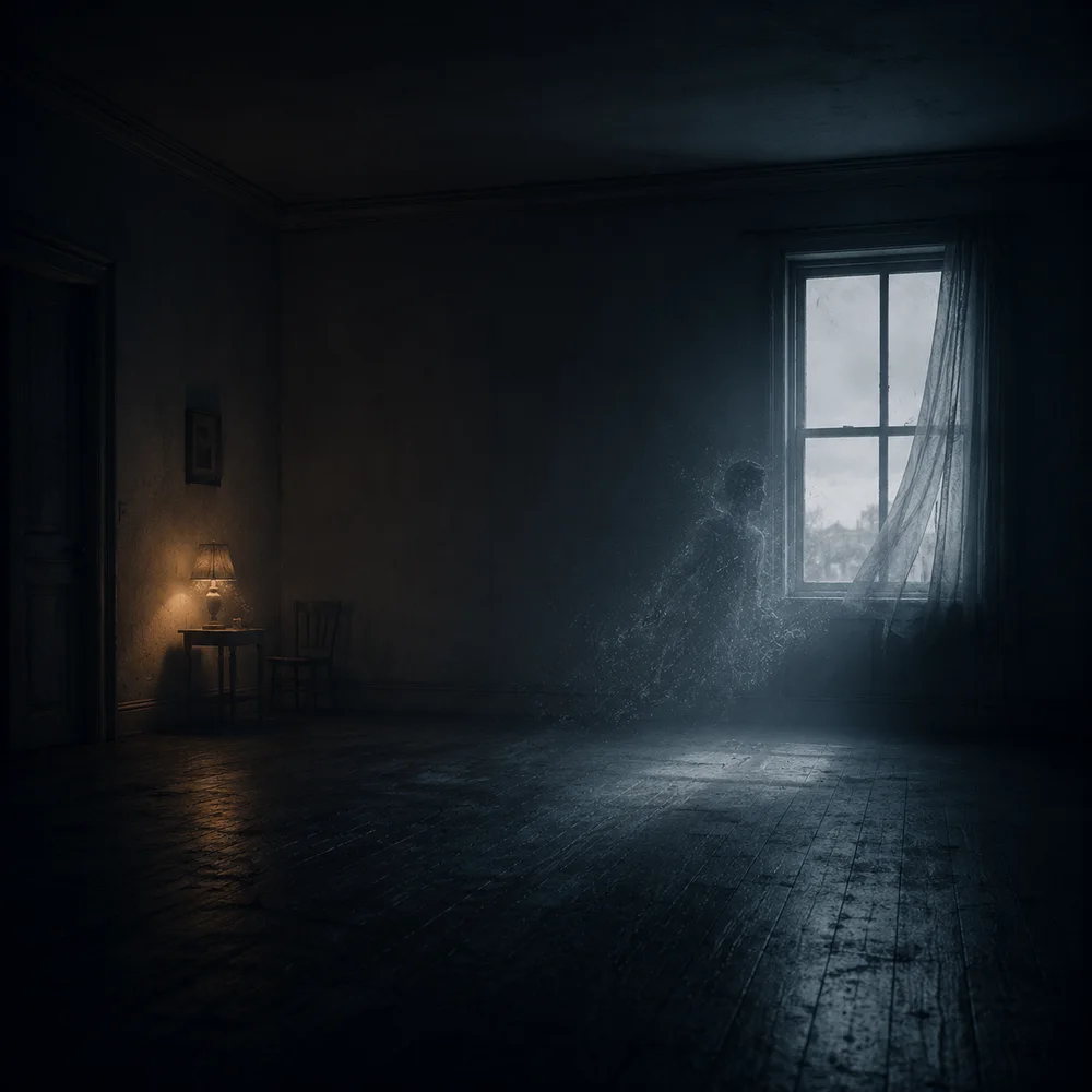 Artwork for Nobody’s Morning — a single warm light in a cold dark field.